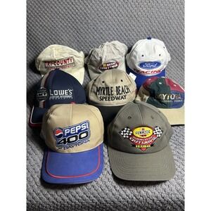 Lot Of‎ 8 Vintage Auto Racing Hats NASCAR Pepsi 400 Speedway Caps
